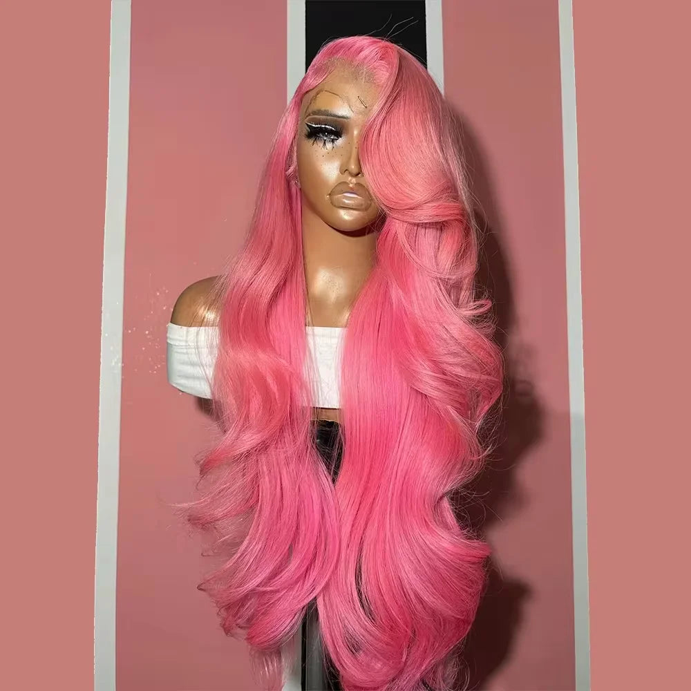 Body Wave 13x4 13x6 Hd Lace Frontal Wig Pre Plucked Transparent Colored pink