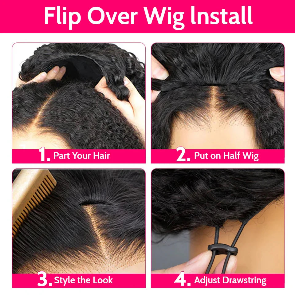 Glueless Wigs Human Hair Kinky Curly Headband Wig