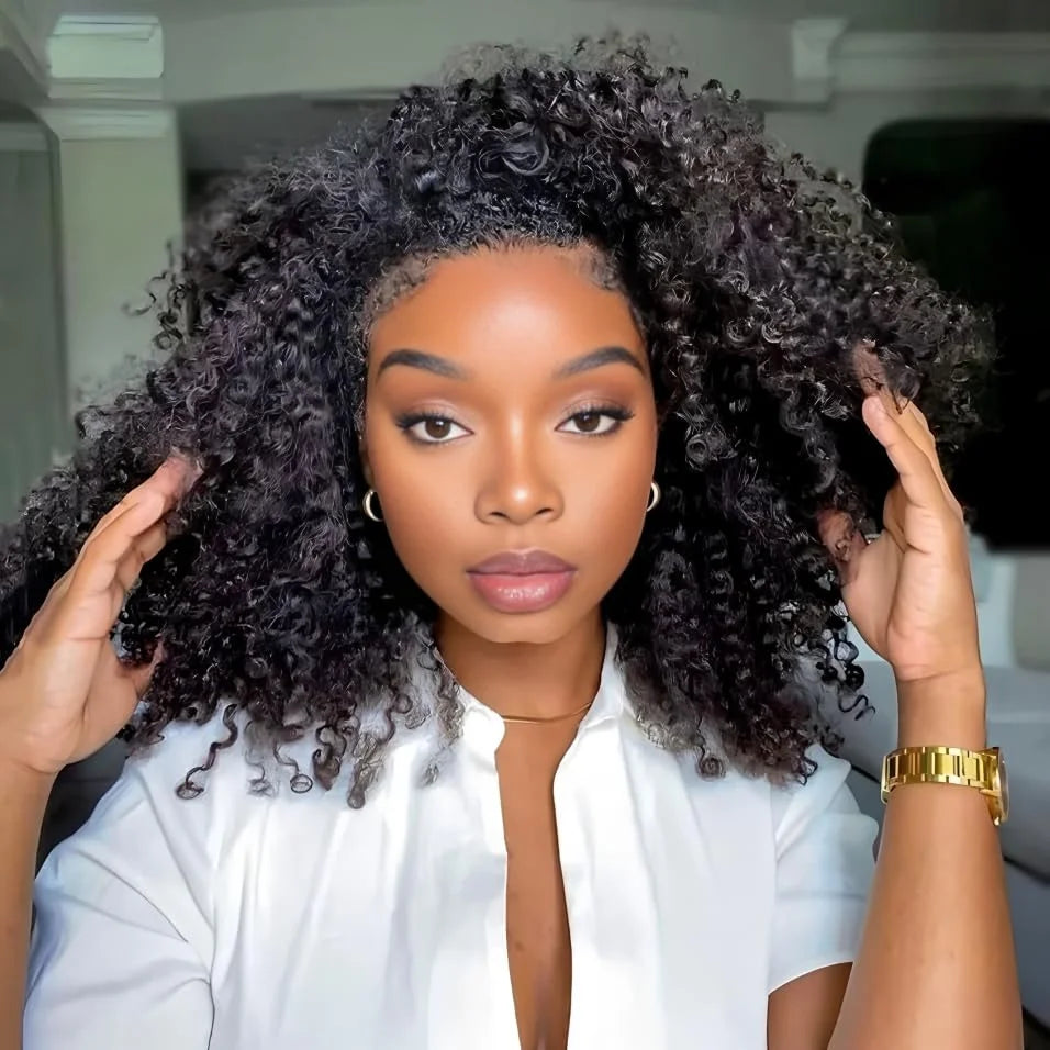Glueless Wigs Human Hair Kinky Curly Headband Wig