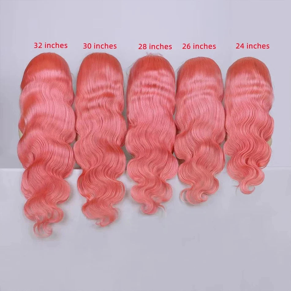 Body Wave 13x4 13x6 Hd Lace Frontal Wig Pre Plucked Transparent Colored pink
