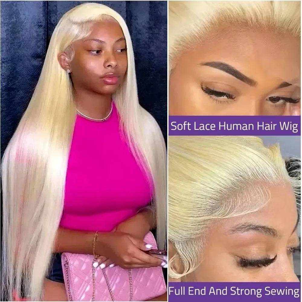 40 Inch 613 Hd Lace Frontal Wig 13x6 13x4 Blonde Straight Brazilian