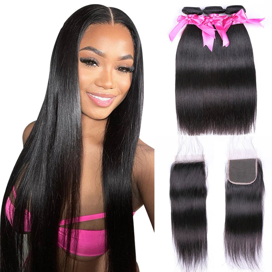 Straight Hair Bundles With Closure HAIR Remy Human Hair Bundles With Frontal Brazilian Hair With Closure